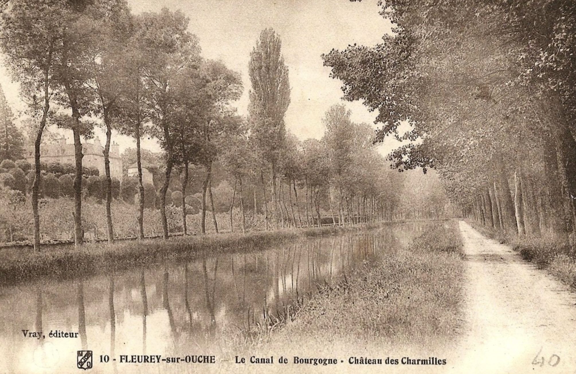 Fleurey-sur-Ouche — Le canal de Bourgogne, carte postale ancienne